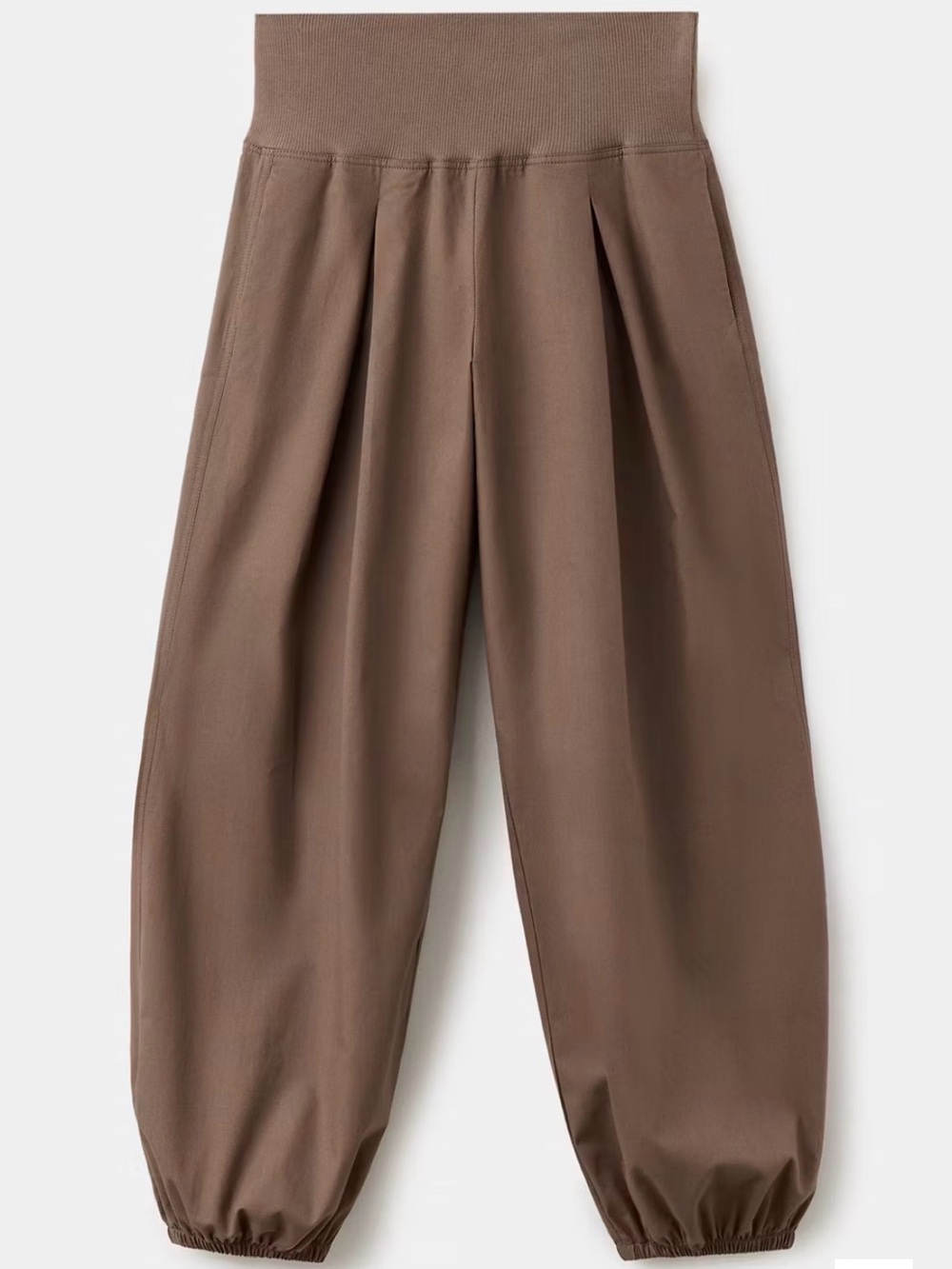 MANGO Brown Baggy Pants Cotton elastic waist (M-L)